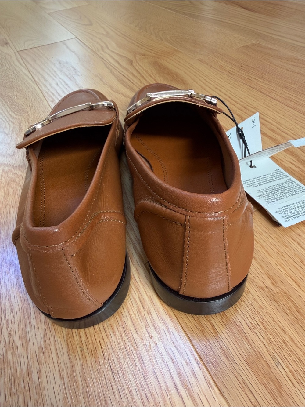New! Zara 36/6 brown leather gold hardware liafers. - Picture 6 of 12